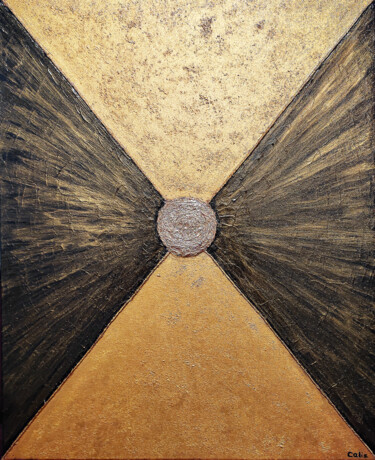 Painting titled "SATURNE ECLATANT" by Sandrine Bollaert (CALIZ), Original Artwork, Oil Mounted on Wood Stretcher frame