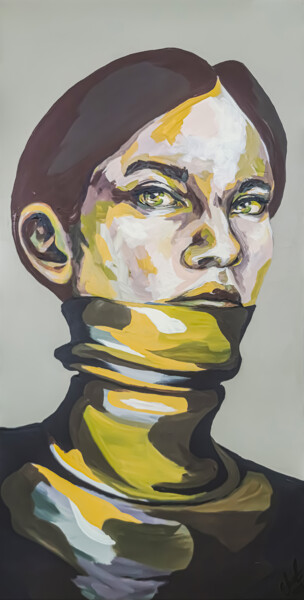 Painting titled "Kazumi Taupe - Frau…" by Carolyn Mielke (carographic), Original Artwork, Acrylic Mounted on Wood Stretcher…