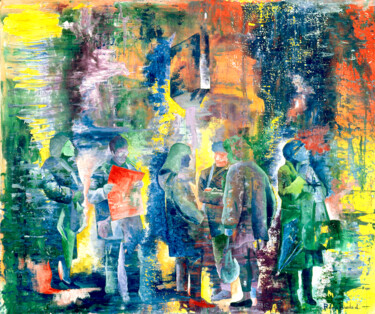 Painting titled "Urban vision" by Luro, Original Artwork, Acrylic Mounted on Wood Stretcher frame