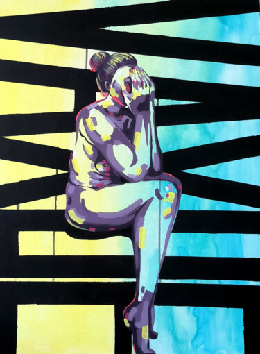 Painting titled "vaxue" by Alesia Daronichava, Original Artwork, Acrylic Mounted on Wood Stretcher frame