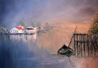 绘画 标题为“Reflections at Dawn” 由Oxana Shimanchuk, 原创艺术品, 油 安装在木质担架架上