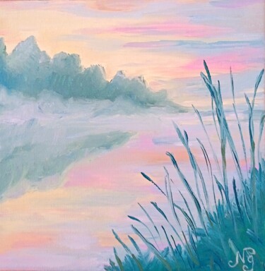 Foggy Seascape Oil Painting Morning Seascape Art Canvas Картина под названием "Foggy Seascape Oil…" - Natelly Gree, Подлинное произведение искусства, Масло