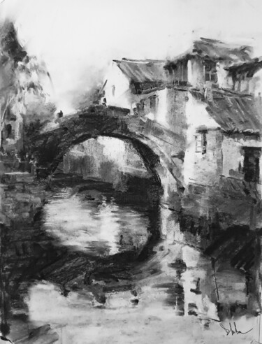 Dessin intitulée "Landscape 1" par Diego Martínez (Plata), Œuvre d'art originale, Fusain