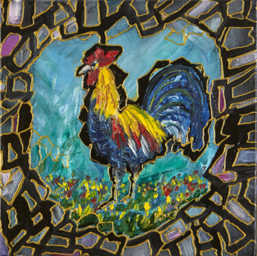 绘画 标题为“Il gallo furbetto” 由Stefania Pinci, 原创艺术品, 油