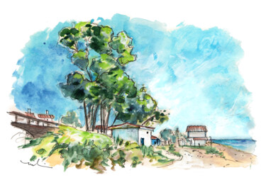 Playa De Los Rubios 05 Painting titled "Playa De Los Rubios…" by Miki De Goodaboom, Original Artwork, Watercolor