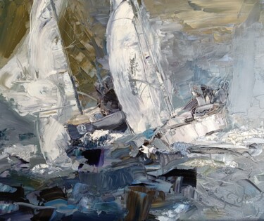 Malerei mit dem Titel "Shark24 Regatta" von Jana Scherer, Original-Kunstwerk, Öl