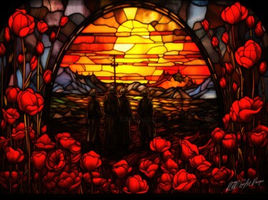 数字艺术 标题为“Poppies At Sunset -…” 由Sykart Designs, 原创艺术品, AI生成的图像