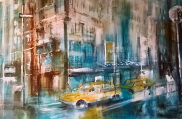 绘画 标题为“New York Sous la pl…” 由Marie Feougier, 原创艺术品, 丙烯