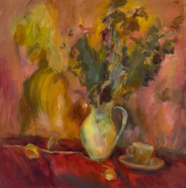 绘画 标题为“Red still life” 由Natasha Kiryushkina, 原创艺术品, 油 安装在木质担架架上