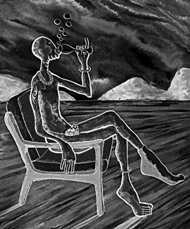 The Last Drinker Peinture intitulée "The Last Drinker" par Noël Van Hoof, Œuvre d'art originale, Aquarelle