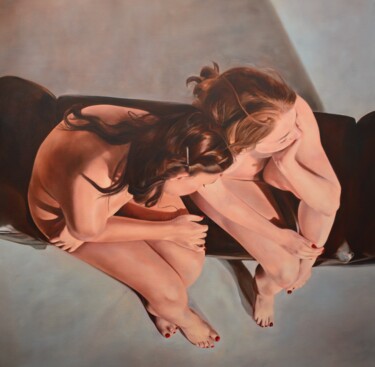 Painting titled "Taboo love 3." by Istvan Cene Gal, Original Artwork, Oil