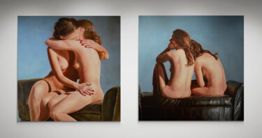 Taboo love 1. + 2. - diptych Painting titled "Taboo love 1. + 2.…" by Istvan Cene Gal, Original Artwork, Oil