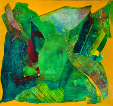 Painting titled "implication végétale" by Véronique Huchet, Original Artwork, Acrylic Mounted on Wood Stretcher frame