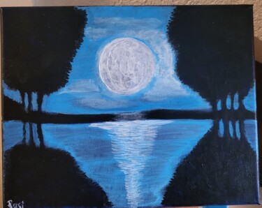 绘画 标题为“Luna de noche azul” 由Pérsida Saavedra Gómez, 原创艺术品, 丙烯