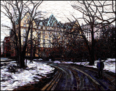 Central Park in the Snow Malarstwo zatytułowany „Central Park in the…” autorstwa Sandra Bryant, Oryginalna praca, Mozaika Zamontowany na Inny sztywny…