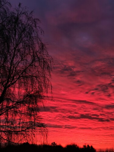 Photography titled "Carmine morning" by Beata Wiśniewska-Kowalewska, Original Artwork, Manipulated Photography