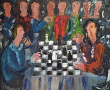 绘画 标题为“Campeonato de xadrez” 由Vitor Pisco, 原创艺术品, 油