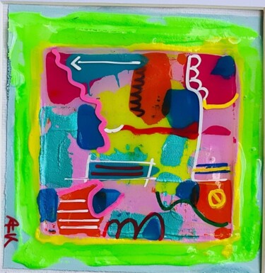 Le Triptyque vert vibrant 제목이 "Le Triptyque vert v…"인 미술작품 Anne Cécile Kabore (JEPORTEBONHEUR)로, 원작, 아크릴 기타 단단한 패널에 장착됨