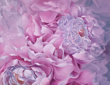 Peinture intitulée "Peony Passion" par Larissa Egner, Œuvre d'art originale, Huile