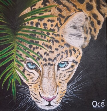 Le jaguar Peinture intitulée "Le jaguar" par Océane Bourderotte, Œuvre d'art originale, Acrylique Monté sur Châssis en bois