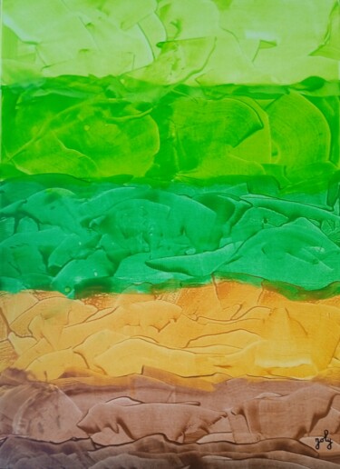 Peinture intitulée "LE PASSAGE VERT LA…" par Pulsart, Œuvre d'art originale, Acrylique Monté sur Châssis en bois