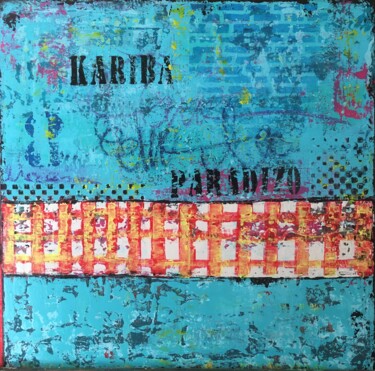 Painting titled "KARIBA PARADIZO" by Laurence Hubswerlin Diradourian, Original Artwork, Acrylic Mounted on Wood Stretcher fr…