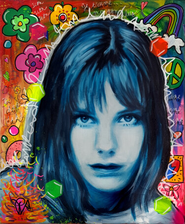 Peinture Jane Birkin Pop Art Graffiti Multicolore Unique 绘画 标题为“Peinture Jane Birki…” 由Pvettese, 原创艺术品, 丙烯 安装在木质担架架上