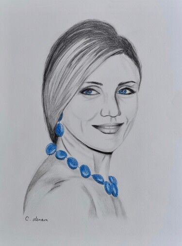 제목이 "Cameron Diaz"인 그림 Cecile Lenam로, 원작, 연필