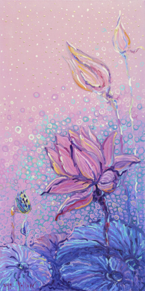 Painting titled "lotus rosa" by Polina Ogiy, Original Artwork, Acrylic