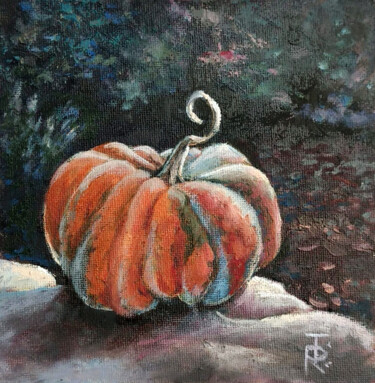 Moonlight night, Still life with pumpkin Peinture intitulée "Moonlight night, St…" par Tamara Rozinskay, Œuvre d'art originale, Huile Monté sur Carton