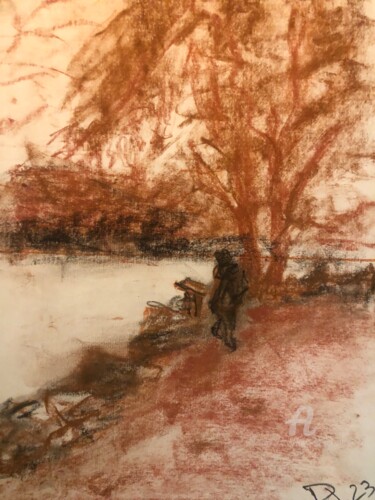 Disegno intitolato "Balade à Gerardmer" da Julien Danaux (Artdanaux), Opera d'arte originale, Matite colorate