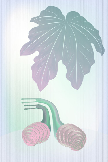 数字艺术 标题为“Two pink snails” 由Ирина Рыжкова (Ira Go), 原创艺术品, 2D数字工作