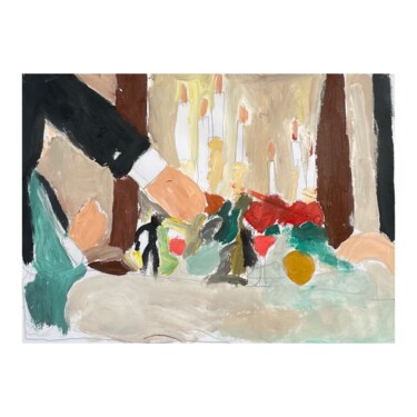 Peinture intitulée "Lunch Painting" par Irfan Ajvazi, Œuvre d'art originale, Acrylique