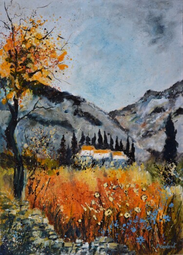 Painting titled "Provence 57" by Pol Ledent, Original Artwork, Oil Mounted on Wood Stretcher frame