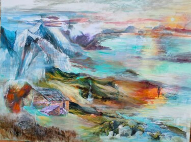 绘画 标题为“Mon rêve I” 由Marie Feougier, 原创艺术品, 拼贴 安装在木质担架架上