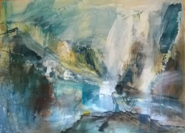 Peinture intitulée "Méditation" par Marie Feougier, Œuvre d'art originale, Acrylique Monté sur Châssis en bois
