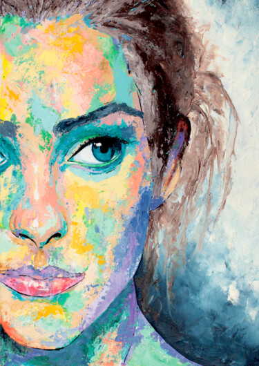 Painting titled "Frightened" by Luro, Original Artwork, Oil Mounted on Wood Stretcher frame