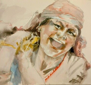 Peinture intitulée "Rencontre au sommet" par Marie Feougier, Œuvre d'art originale, Aquarelle