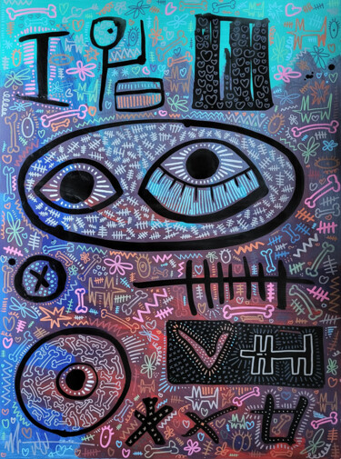 Painting titled "The Watcher" by Well Well, Original Artwork, Acrylic