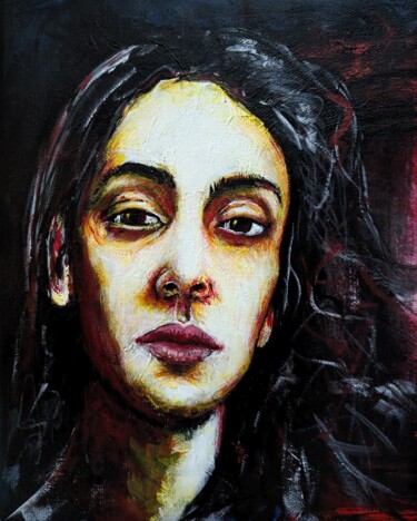 Painting titled "Unfinished woman's…" by Vaxo Lang, Original Artwork, Acrylic
