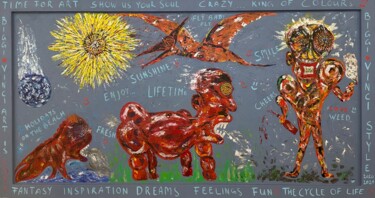 Painting titled "The circle of life" by Biggivinci, Original Artwork, Acrylic Mounted on Wood Panel