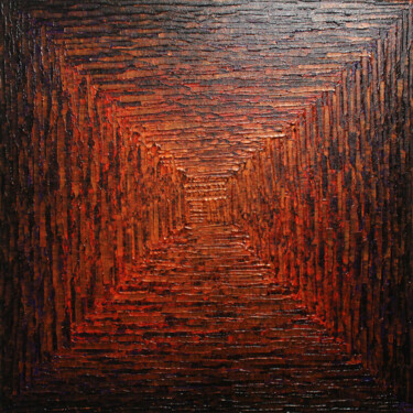 Dégradé carré orange rouge violet irisé. Painting titled "Dégradé carré orang…" by Jonathan Pradillon, Original Artwork, Acrylic Mounted on Wood Stretcher frame