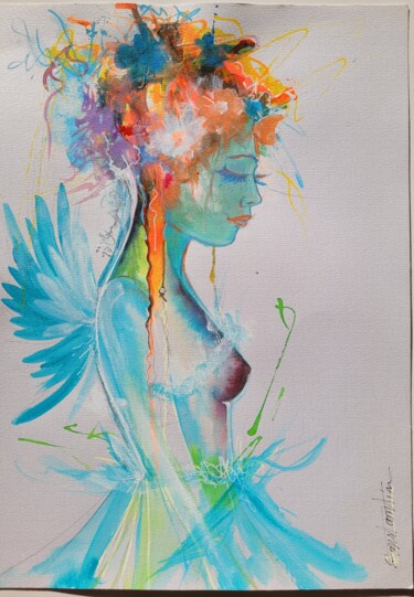 Schilderij getiteld "Le songe" door Elisabeth Constantin, Origineel Kunstwerk, Acryl