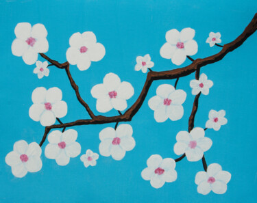 绘画 标题为“Branch with white f…” 由Irina Afonskaya, 原创艺术品, 丙烯