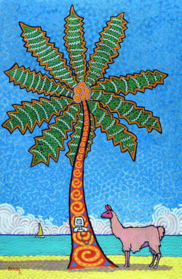 Painting titled "Waiting for the cal…" by Pascal Lagesse, Original Artwork, Acrylic Mounted on Wood Stretcher frame