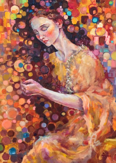 Malerei mit dem Titel "“Autumn night's dre…" von Oxana Luky, Original-Kunstwerk, Öl