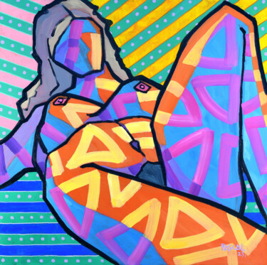 Painting titled "Nue allongée" by Pascal Lagesse, Original Artwork, Acrylic