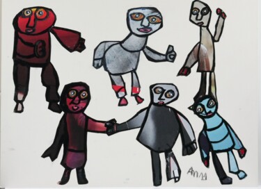 Collages intitolato "Farandole" da Adam Nidzgorski, Opera d'arte originale, Collages Montato su Cartone