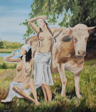 Summer heat-Erotic painting Painting titled "Summer heat-Erotic…" by Pasha Laponog, Original Artwork, Oil