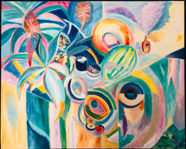Schilderij getiteld "symphonie colorée" door Pierre Willaume, Origineel Kunstwerk, Olie